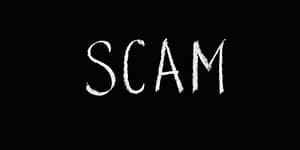 scam lettering text on black background