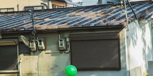 cute japanese girl in kimono with balloon on children day