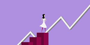 illustration of woman analyzing financial line graphic