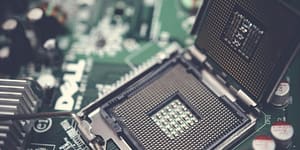 closed up photo of black dell central processing unit